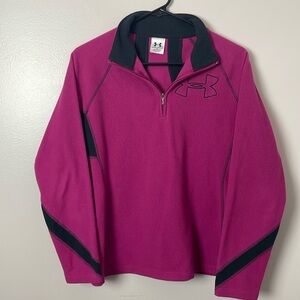 Under Armour Fleece Quarter-Zip Sweatshirt | Pink & Black | Size Medium